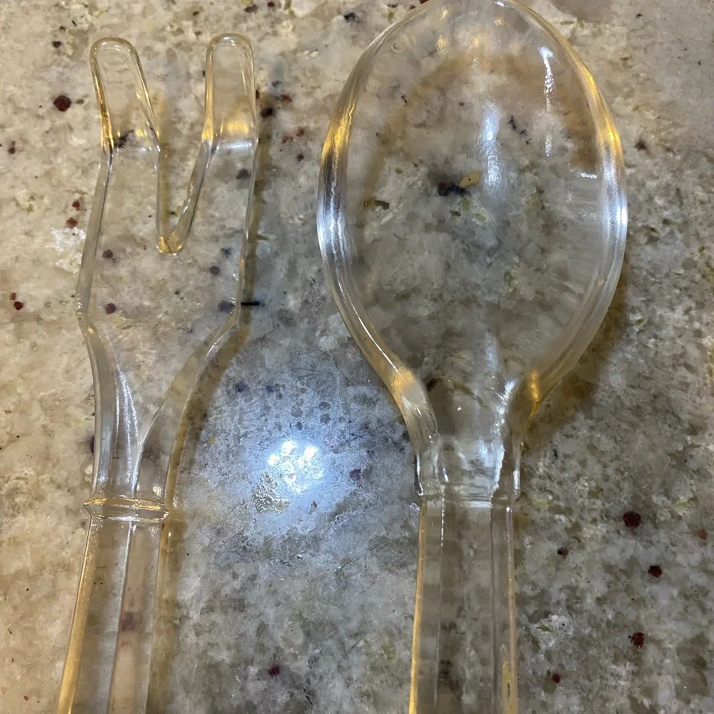Pair‎ Glass Salad Servers - Fork and Spoon